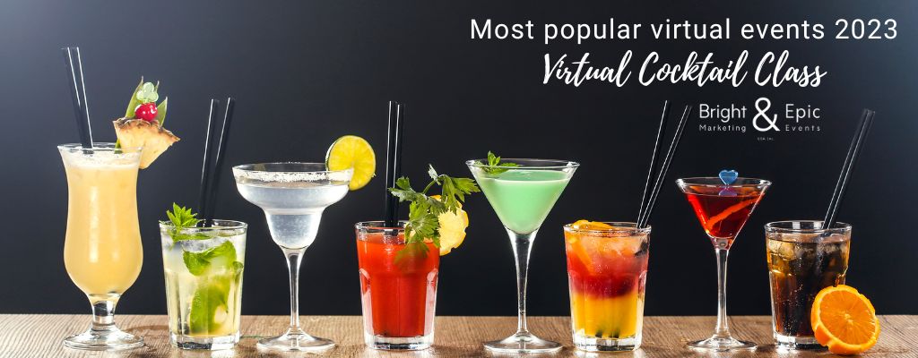 Most popular virtual team building activities 2023 - virtual cocktail classes and tastings | Bright and Epic Events USA