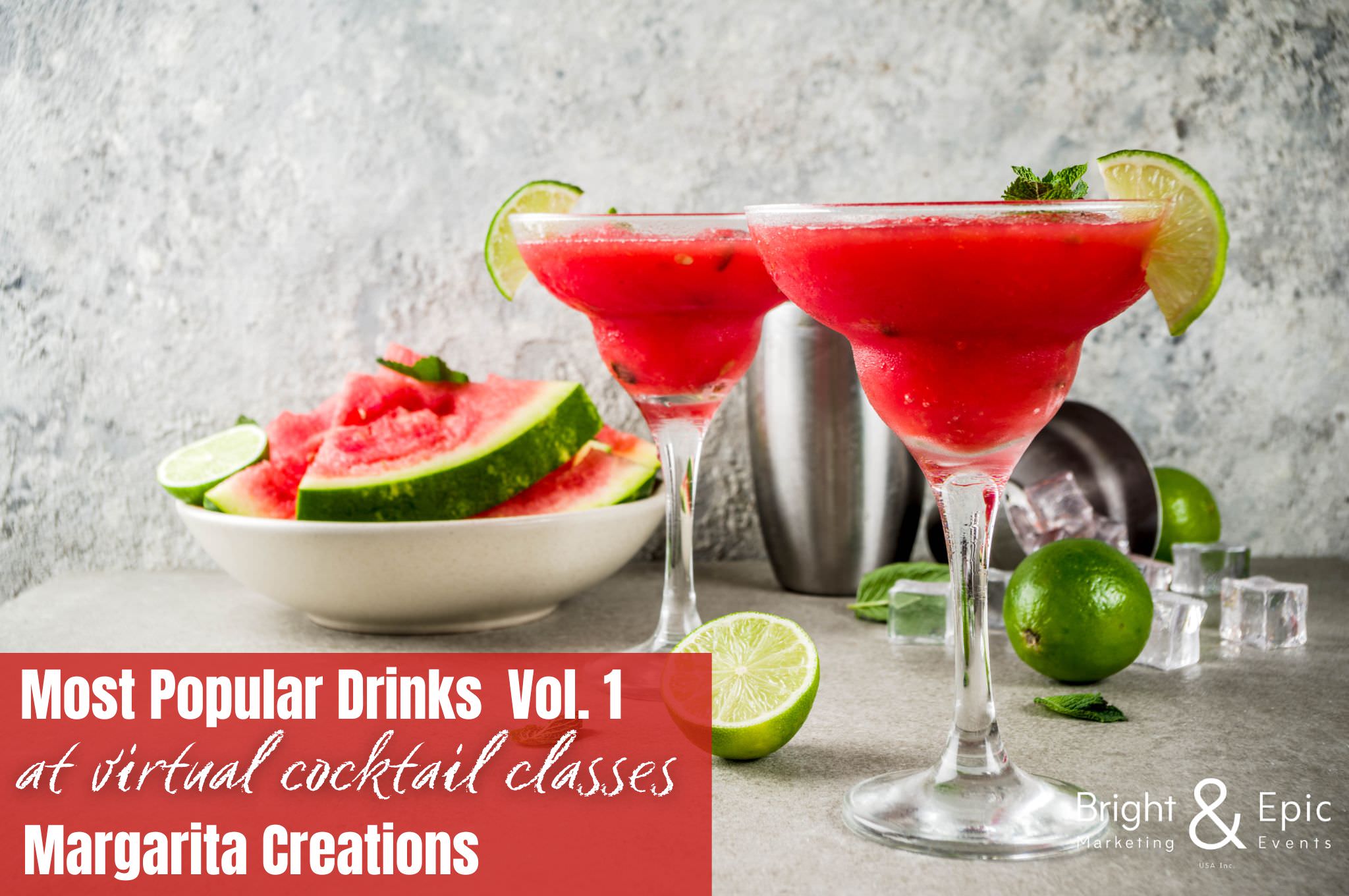 Virtual Cocktail Classes - Most popular cocktails Vol. 1 - Margarita - brightandepic USA virtual Team Building Activities